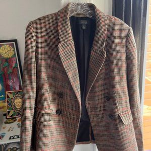Halogen x Atlantic Pacific Brown Houndstooth Blazer Size 8